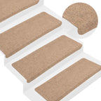 Stair Mats Self-adhesive 30 pcs Beige 65x24.5x3.5 cm