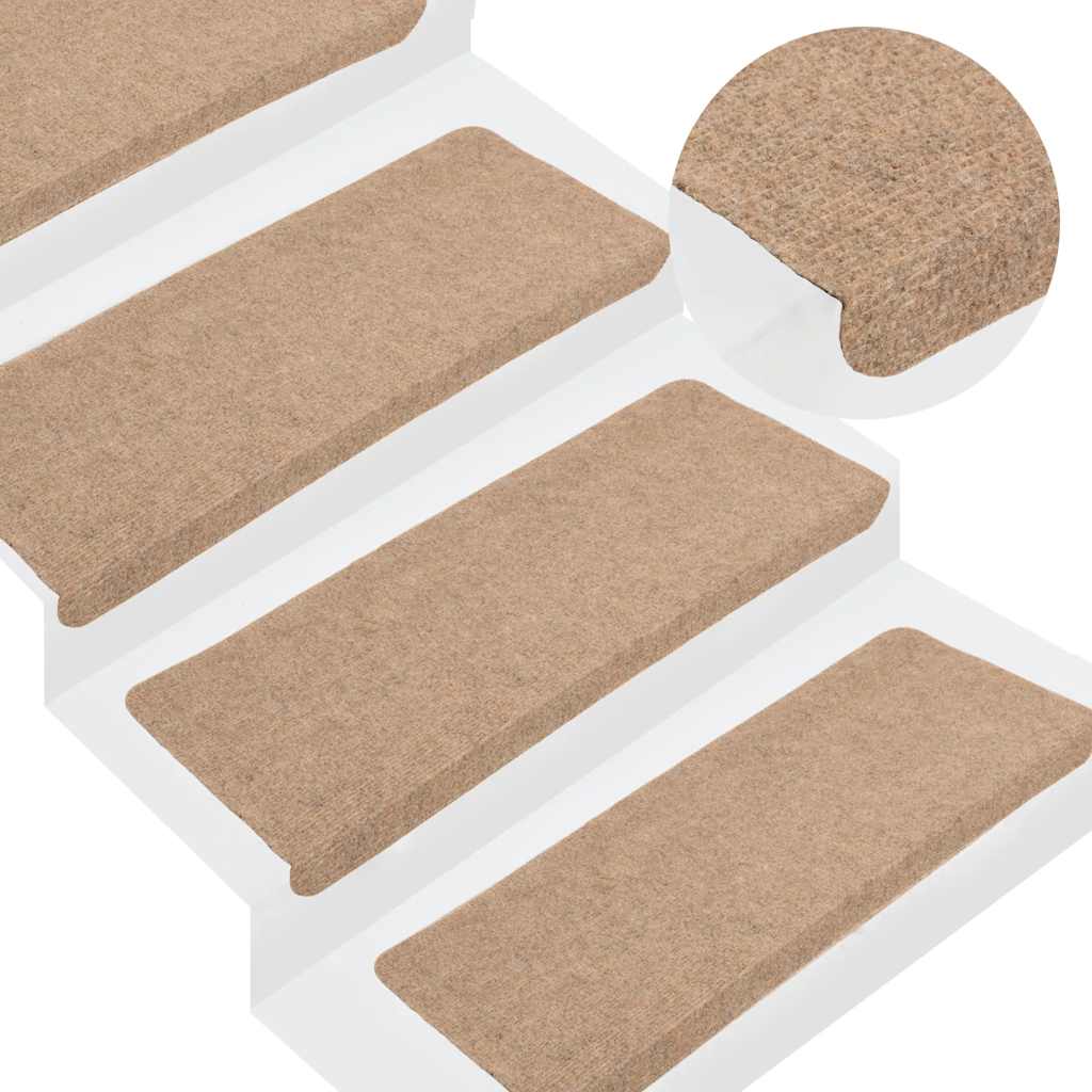 Stair Mats Self-adhesive 30 pcs Beige 65x24.5x3.5 cm