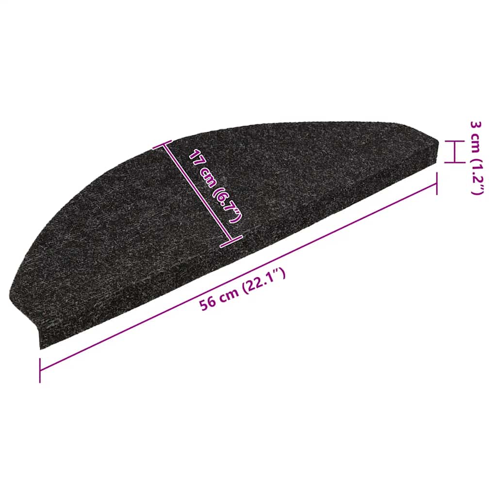 Stair Mats Self-adhesive 30 pcs Black 56x17x3 cm