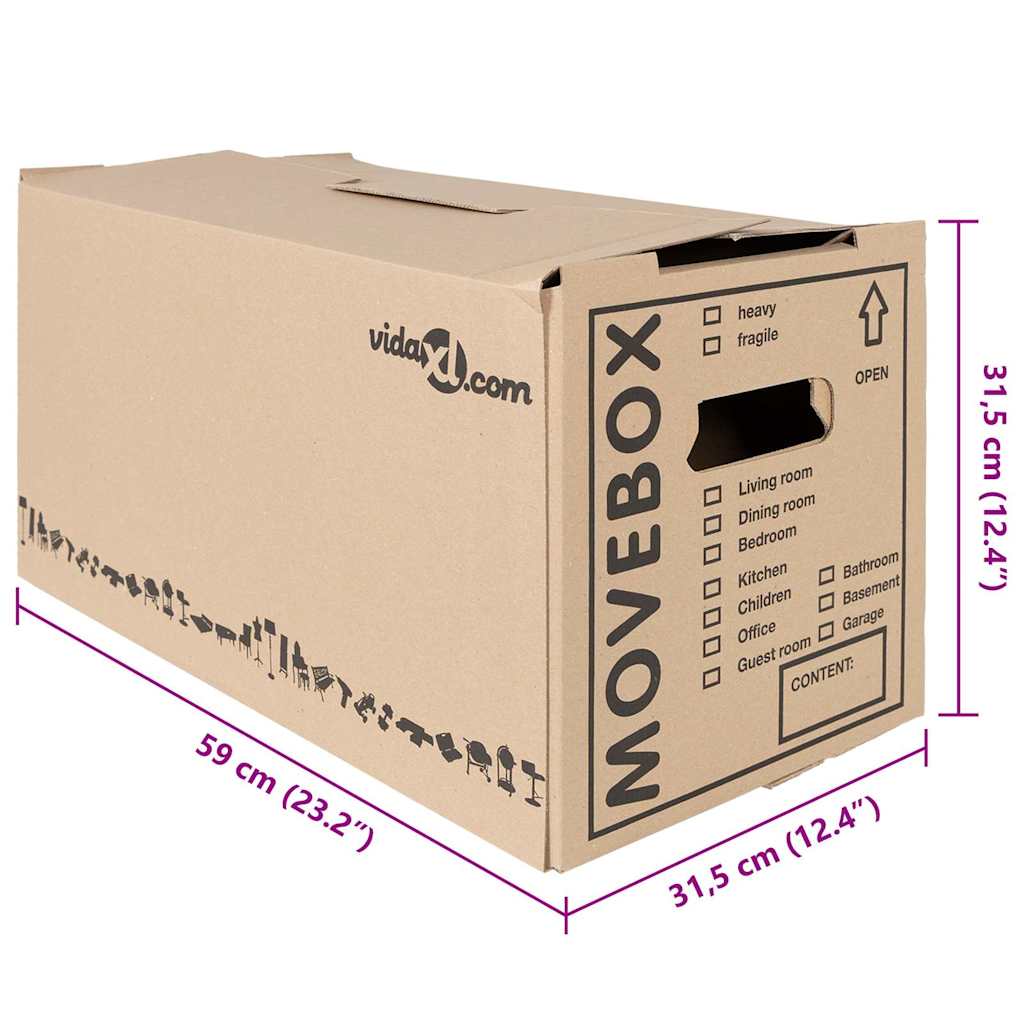 Moving Box 20 pcs Natural 59 x 31.5 x 31.5 cm Cardboard