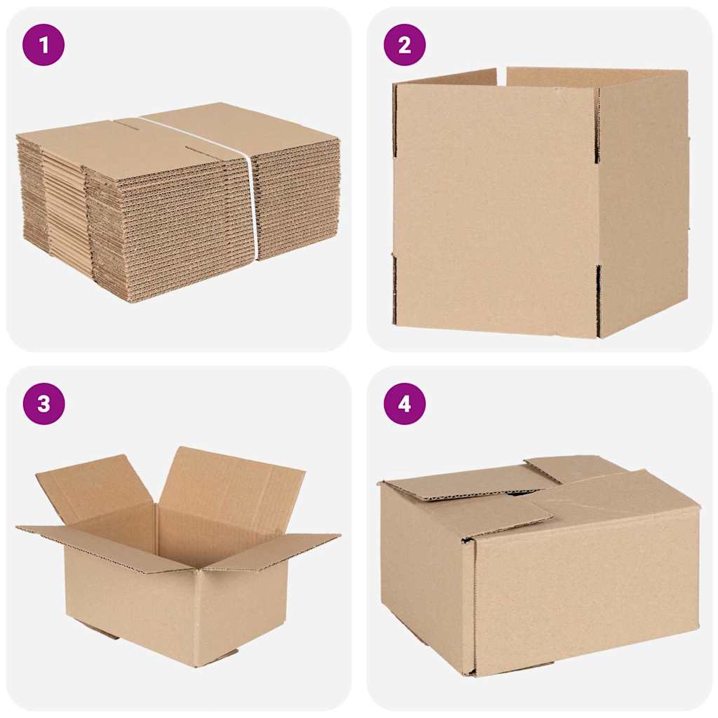 Folding Box 50 pcs Natural 20 x 15 x 10 cm Cardboard