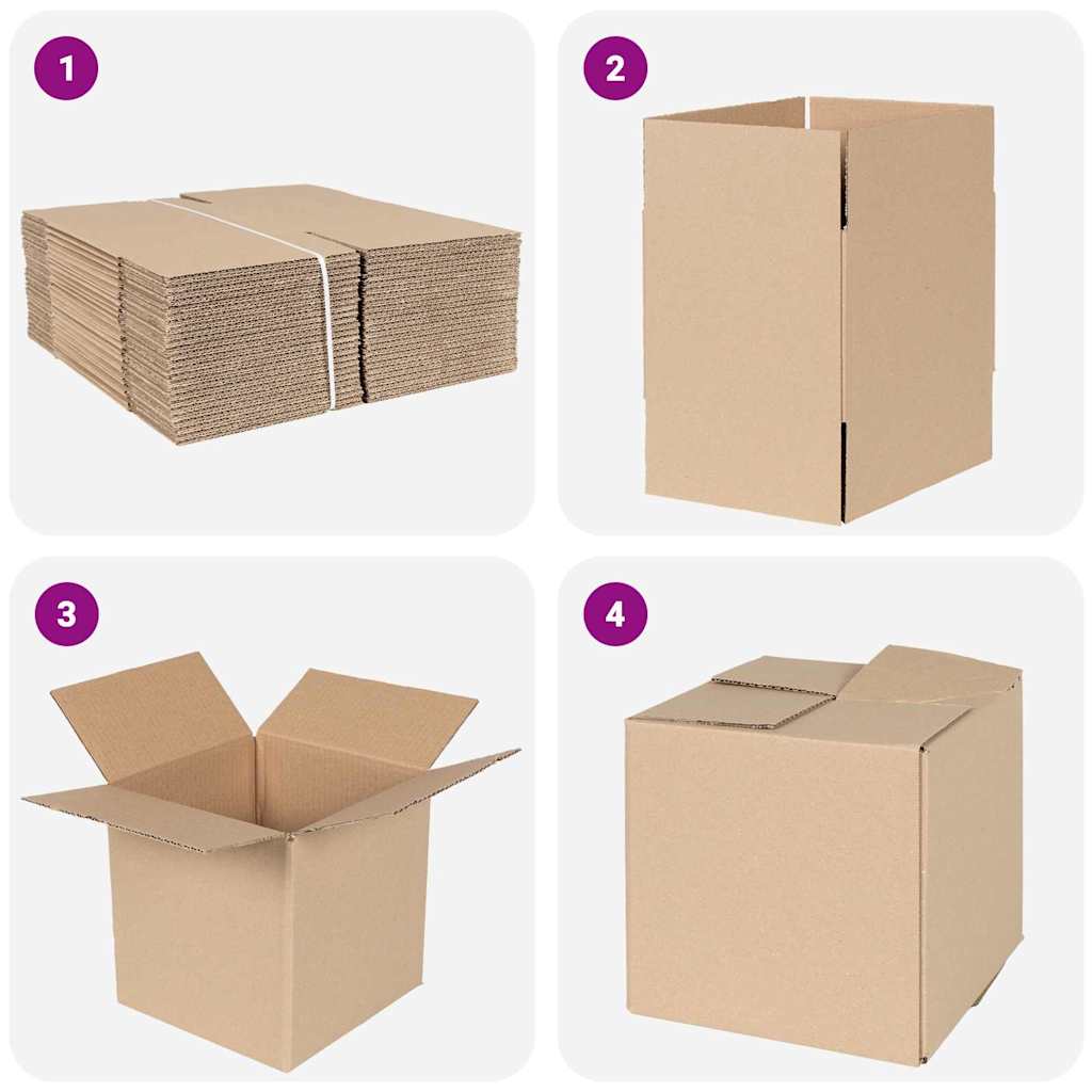 Folding Box 50 pcs Natural 20 x 20 x 20 cm Cardboard