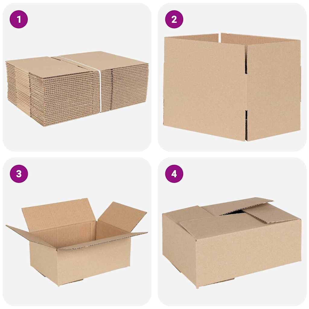 Folding Box 50 pcs Natural 25 x 17.5 x 10 cm Cardboard