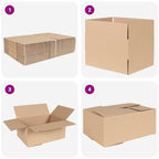 Folding Box 50 pcs Natural 35 x 24 x 15 cm Cardboard