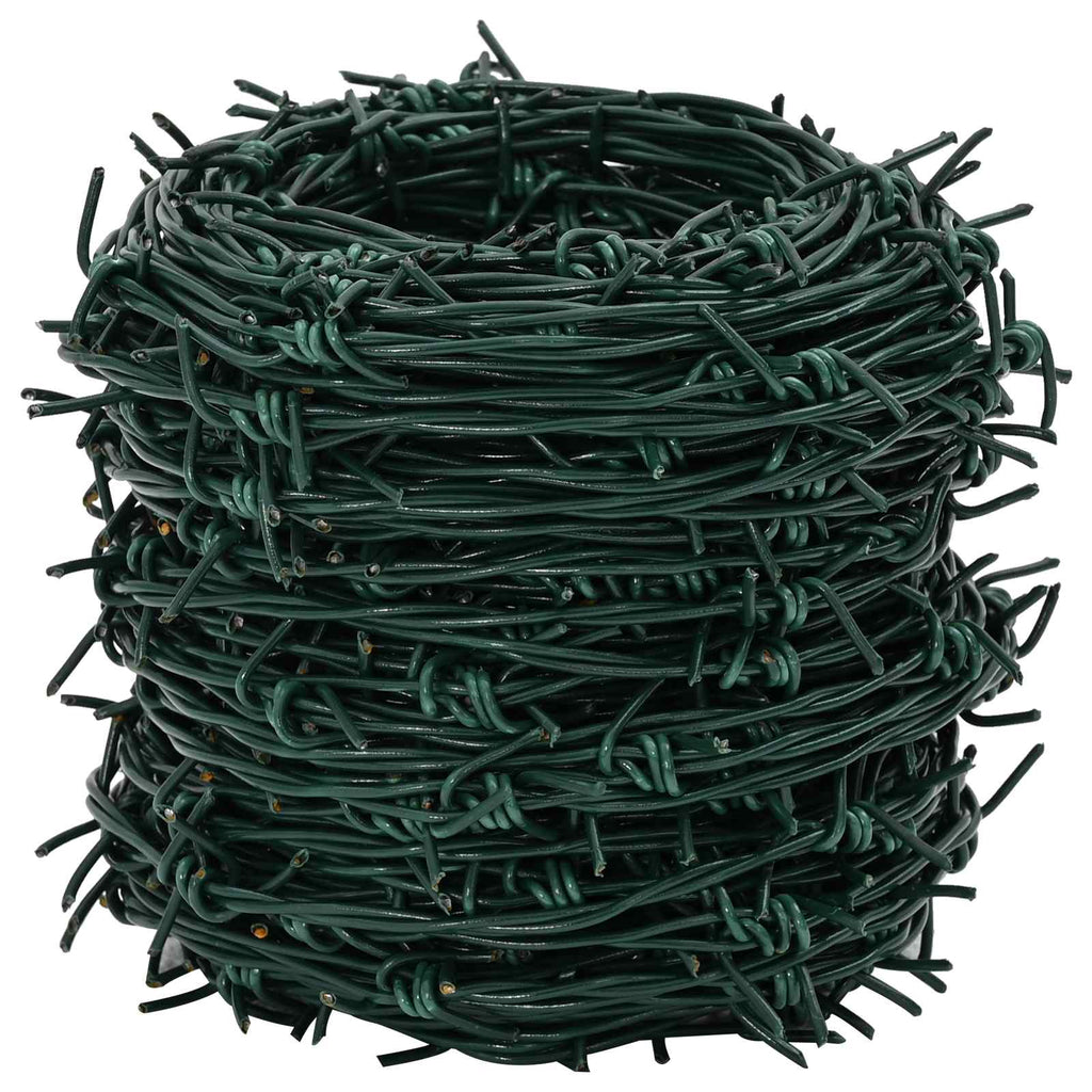 Barbed Wire Green 100 m PVC-coated Steel
