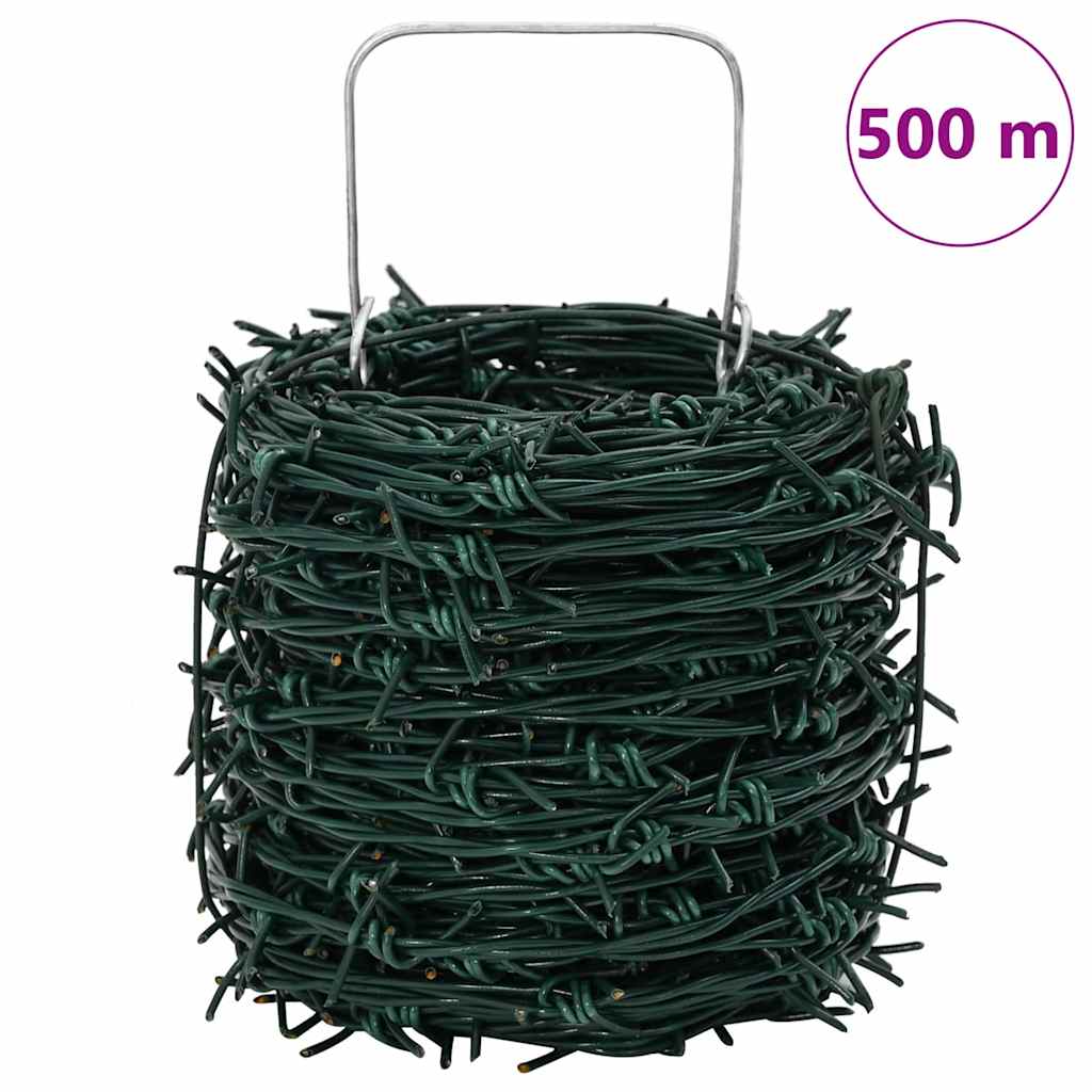 Barbed Wire Green 100 m PVC-coated Steel