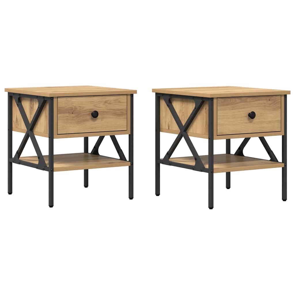 Bedside Cabinet with Drawer 2 pcs Artisan oak 40 x 42 x 45 cm