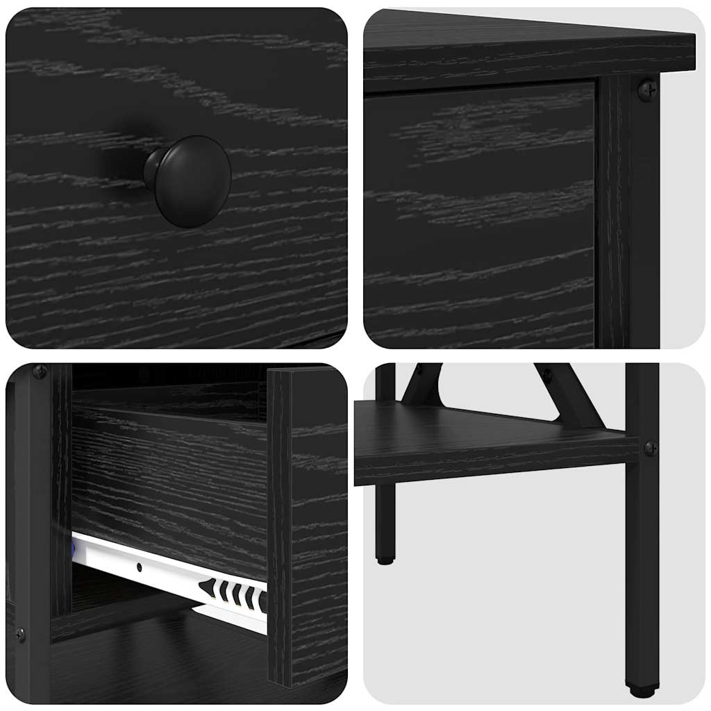 Bedside Cabinet with Drawer 2 pcs Black oak 40 x 42 x 45 cm