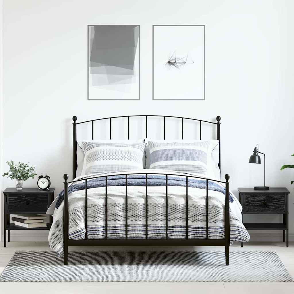 Bedside Cabinet with Drawer 2 pcs Black oak 40 x 42 x 45 cm