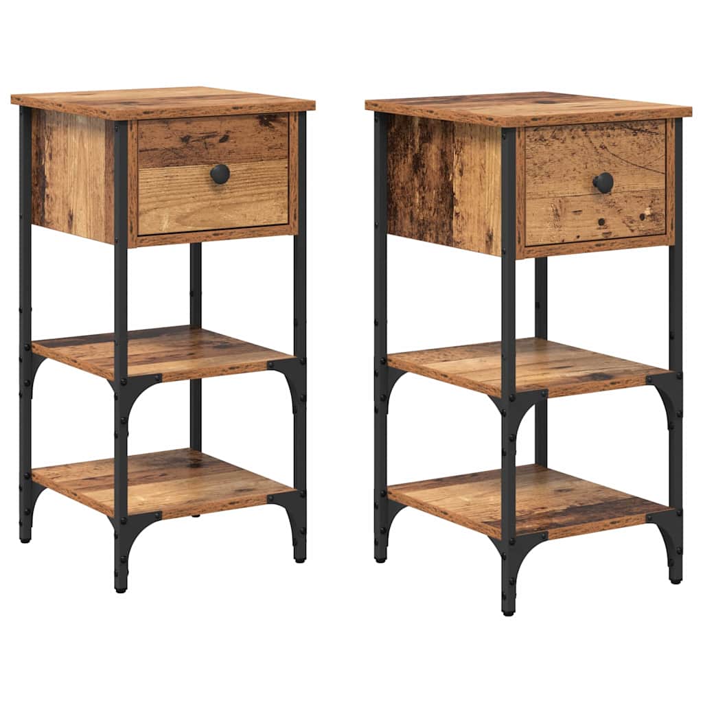 Bedside Cabinet with Drawer 2 pcs Brown 33.5 x 36 x 70 cm
