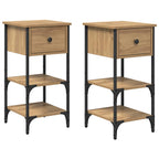 Bedside Cabinet with Drawer 2 pcs Brown 33.5 x 36 x 70 cm