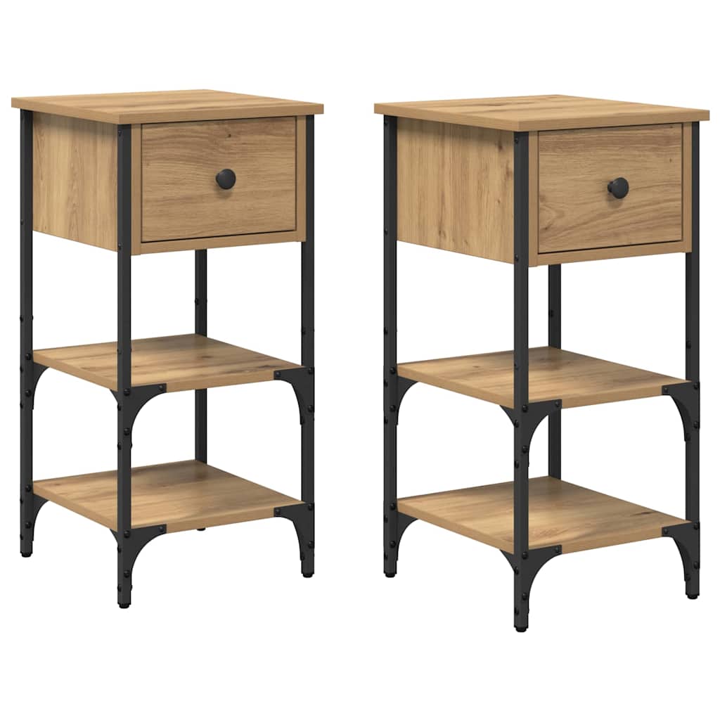 Bedside Cabinet with Drawer 2 pcs Brown 33.5 x 36 x 70 cm