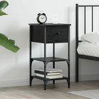 Bedside Cabinet Black Oak 33.5 x 36 x 70 cm Solid Reclaim Wood