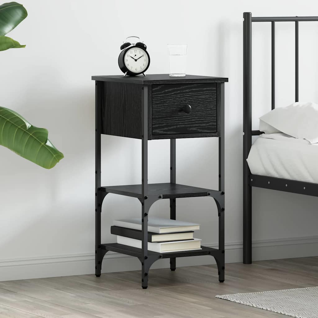 Bedside Cabinet Black Oak 33.5 x 36 x 70 cm Solid Reclaim Wood