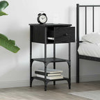 Bedside Cabinet Black Oak 33.5 x 36 x 70 cm Solid Reclaim Wood