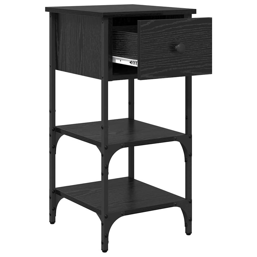 Bedside Cabinet Black Oak 33.5 x 36 x 70 cm Solid Reclaim Wood
