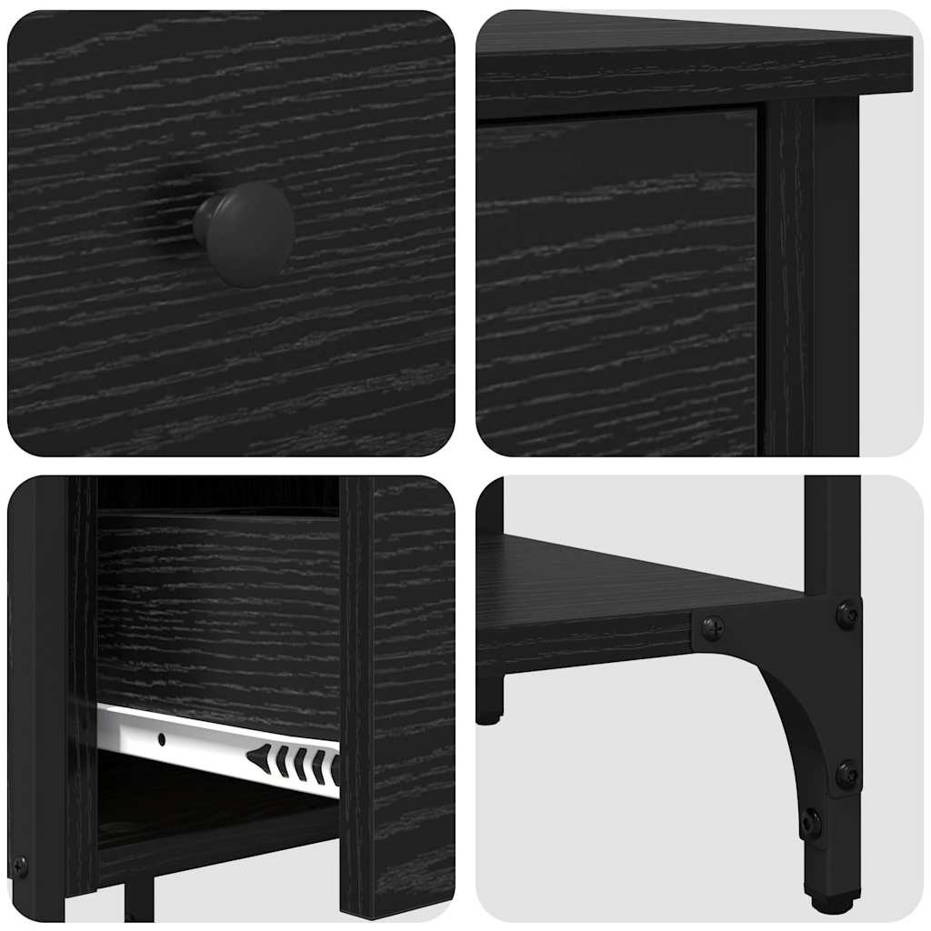 Bedside Cabinet with Drawer 2 pcs Black Oak 33.5 x 36 x 70 cm