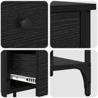 Bedside Cabinet with Drawer 2 pcs Black Oak 33.5 x 36 x 70 cm