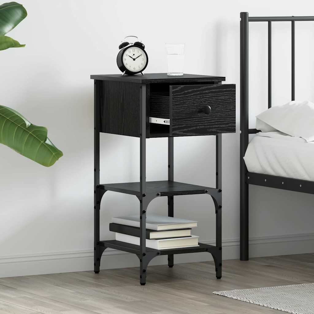 Bedside Cabinet with Drawer 2 pcs Black Oak 33.5 x 36 x 70 cm