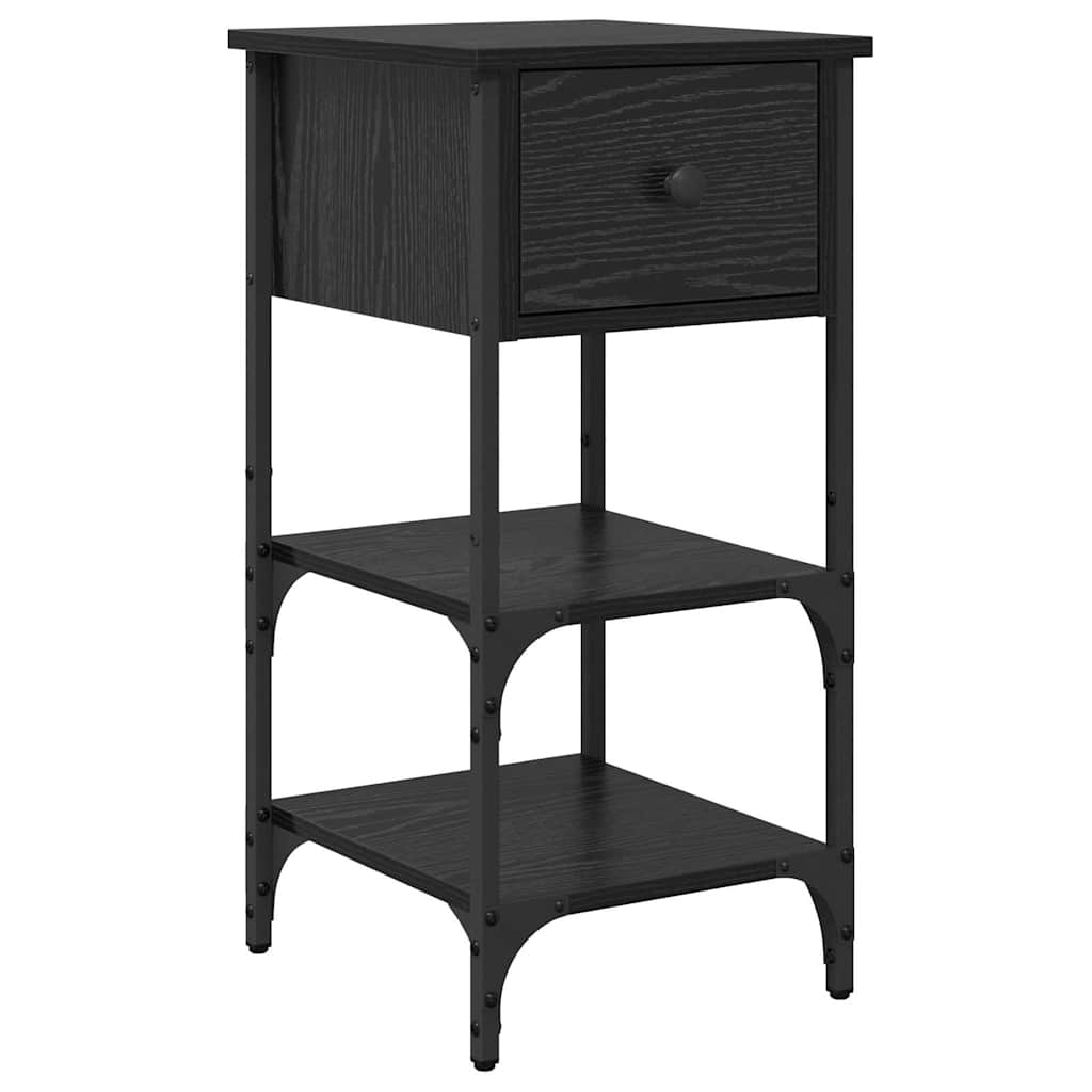 Bedside Cabinet with Drawer 2 pcs Black Oak 33.5 x 36 x 70 cm