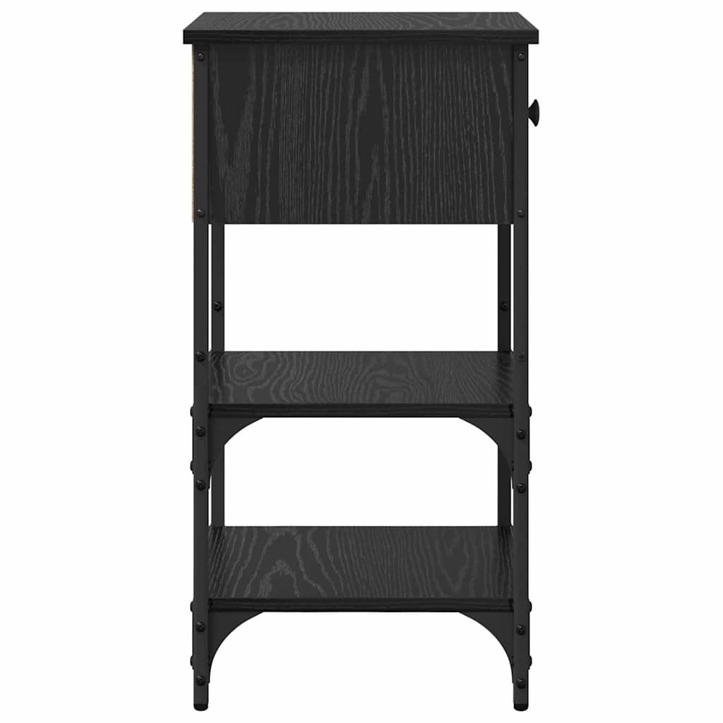 Bedside Cabinet with Drawer 2 pcs Black Oak 33.5 x 36 x 70 cm