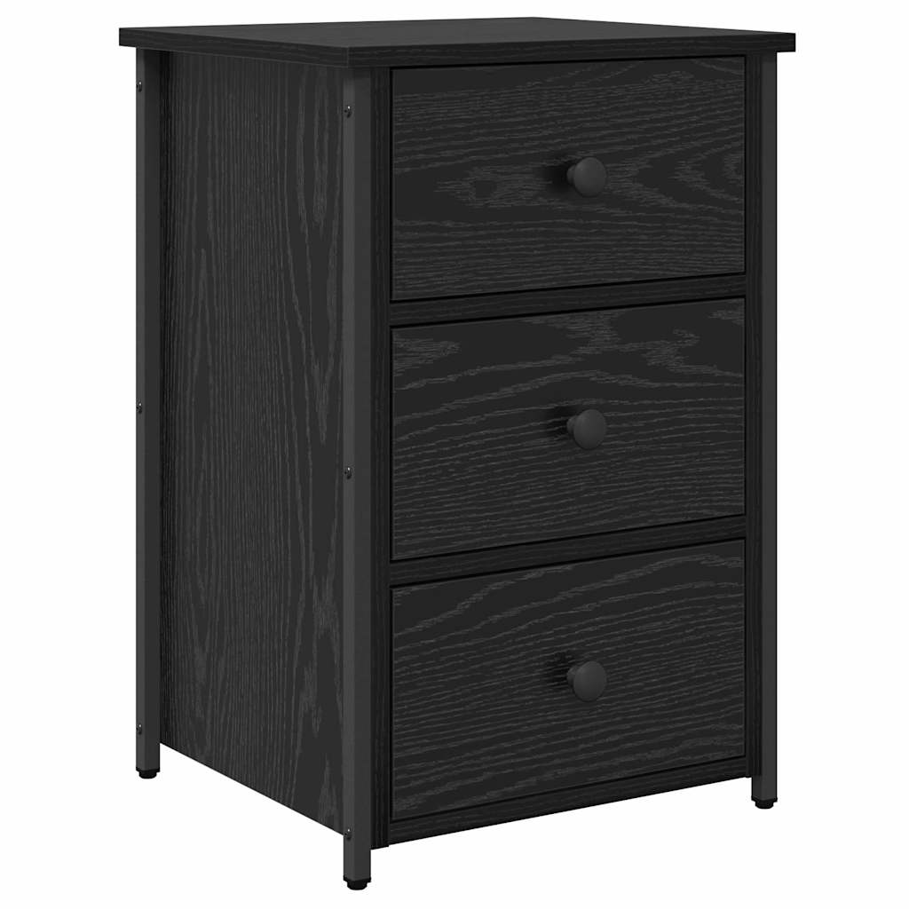 Bedside Cabinet Black Oak 40 x 36 x 60 cm Solid Reclaim Wood