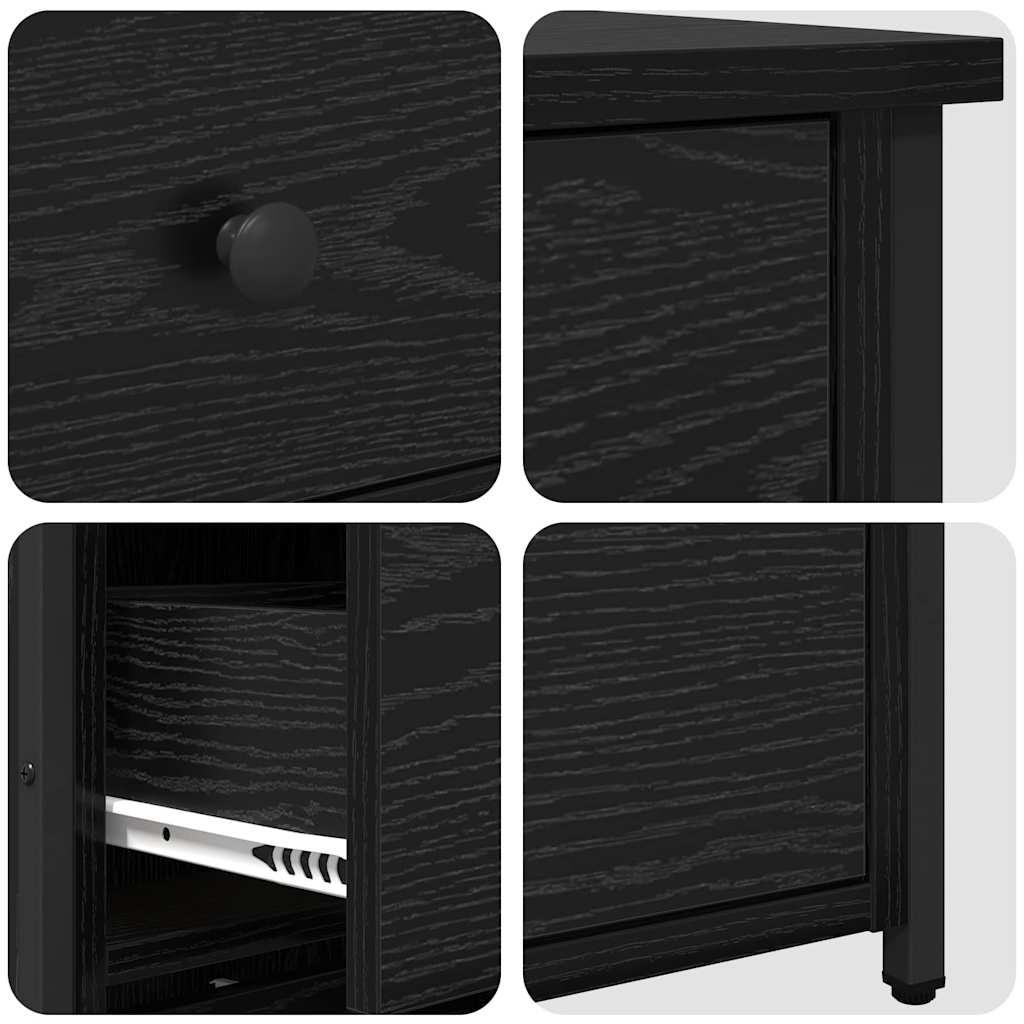 Bedside Cabinet with Drawer 2 pcs Black Oak 40 x 36 x 60 cm