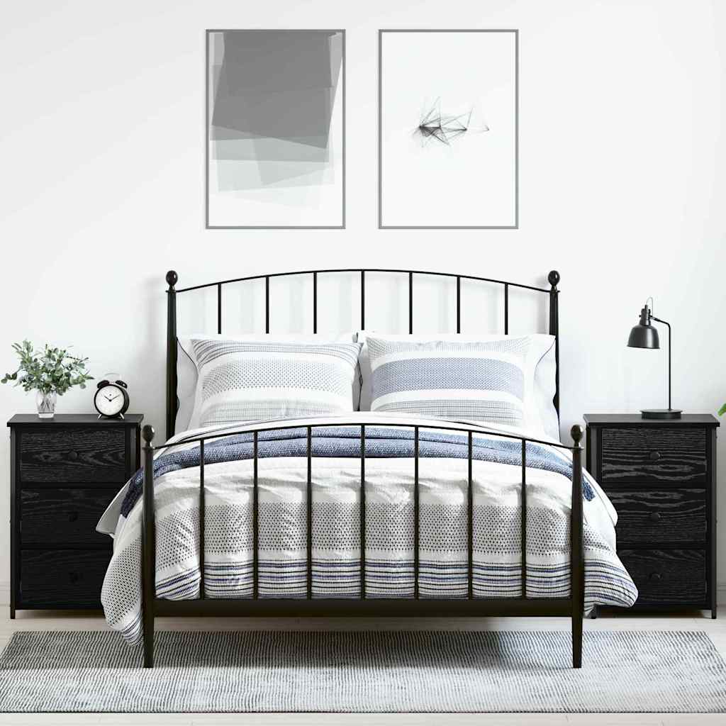 Bedside Cabinet with Drawer 2 pcs Black Oak 40 x 36 x 60 cm