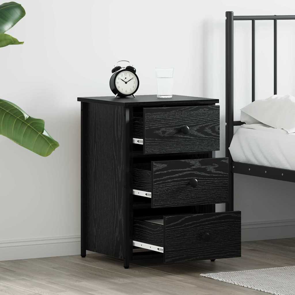 Bedside Cabinet with Drawer 2 pcs Black Oak 40 x 36 x 60 cm