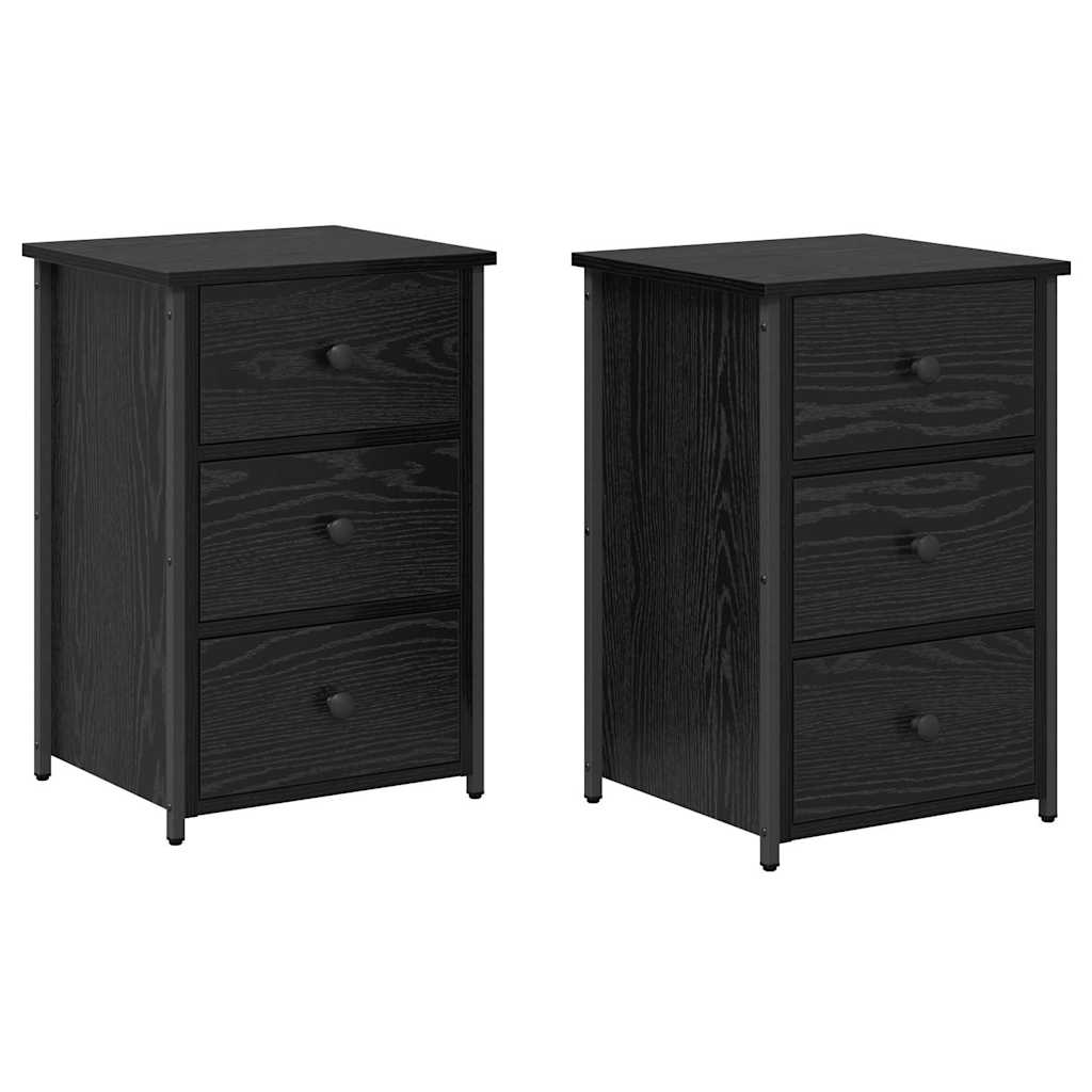 Bedside Cabinet with Drawer 2 pcs Black Oak 40 x 36 x 60 cm
