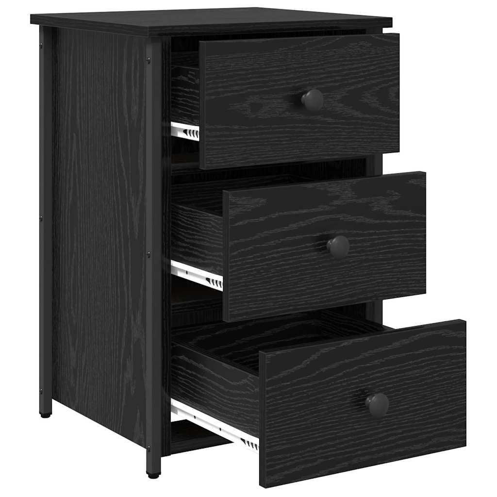 Bedside Cabinet with Drawer 2 pcs Black Oak 40 x 36 x 60 cm