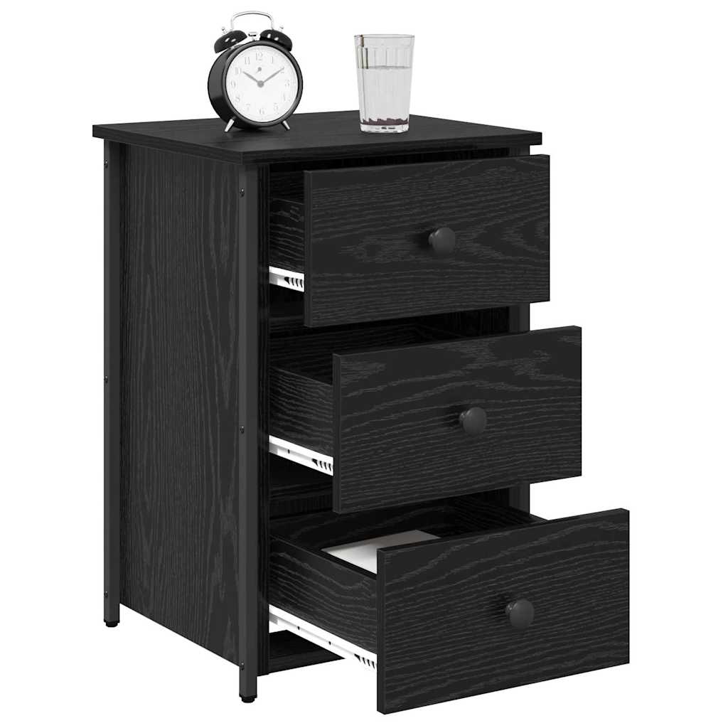 Bedside Cabinet with Drawer 2 pcs Black Oak 40 x 36 x 60 cm