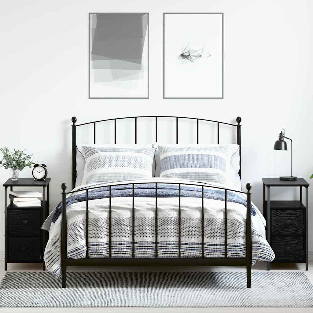 Bedside Cabinet 2 pcs Black oak 30 x 60 x 60 cm Engineered wood