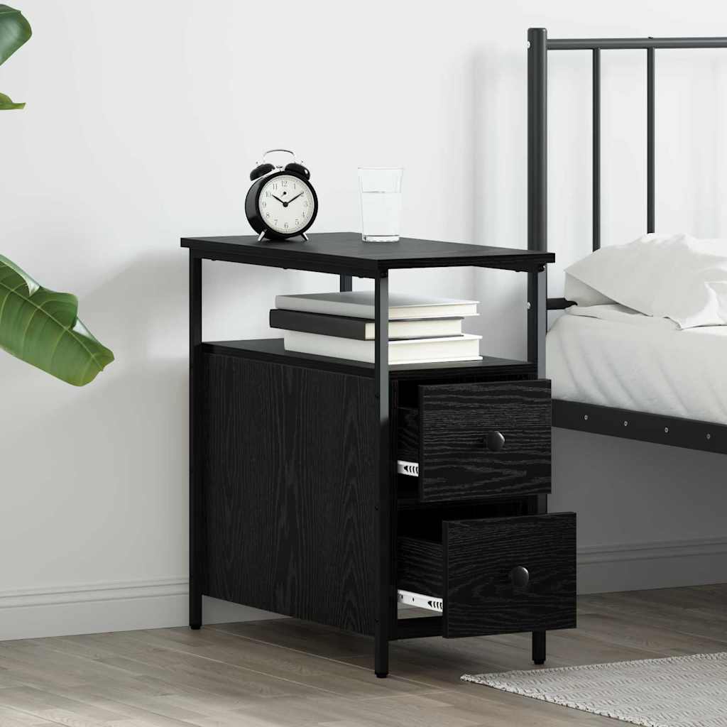 Bedside Cabinet 2 pcs Black oak 30 x 60 x 60 cm Engineered wood