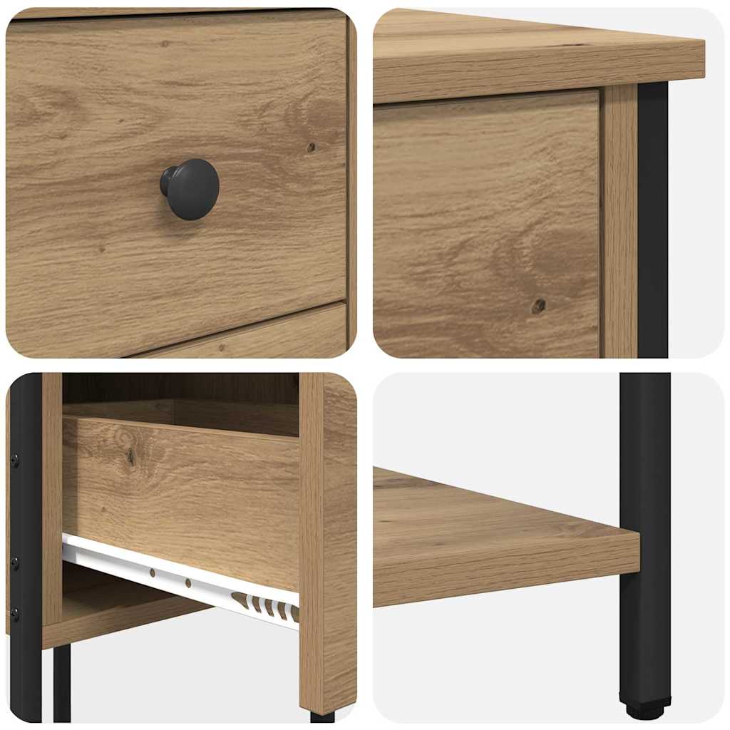Bedside Cabinet with Drawer 2 pcs Artisan oak 32 x 42 x 70 cm
