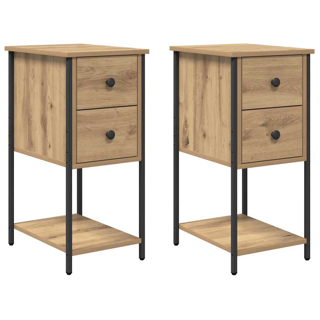 Bedside Cabinet with Drawer 2 pcs Artisan oak 32 x 42 x 70 cm