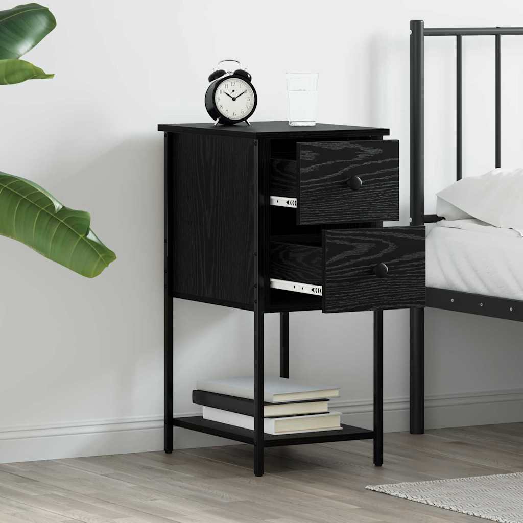 Bedside Cabinet Black oak 32 x 42 x 70 cm Engineered wood
