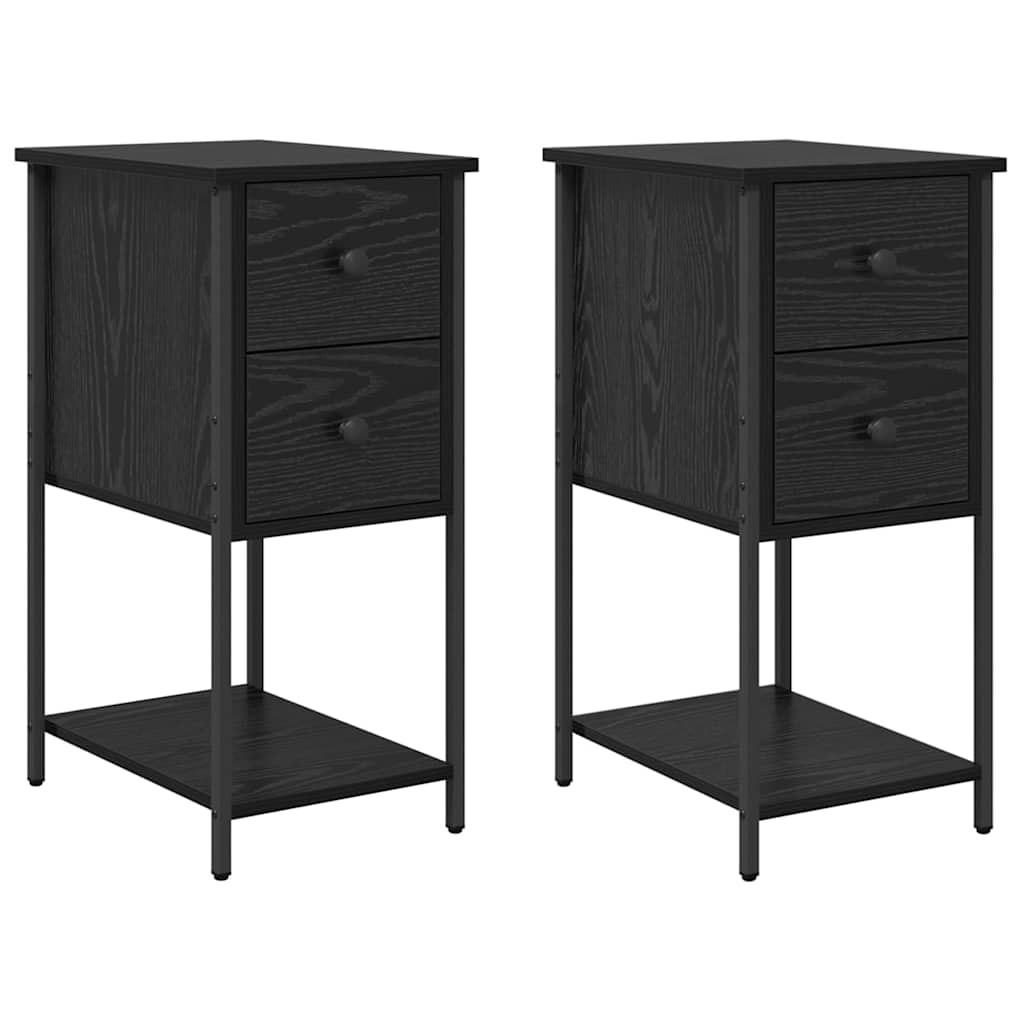 Bedside Cabinet 2 pcs Black oak 32 x 42 x 70 cm Engineered wood
