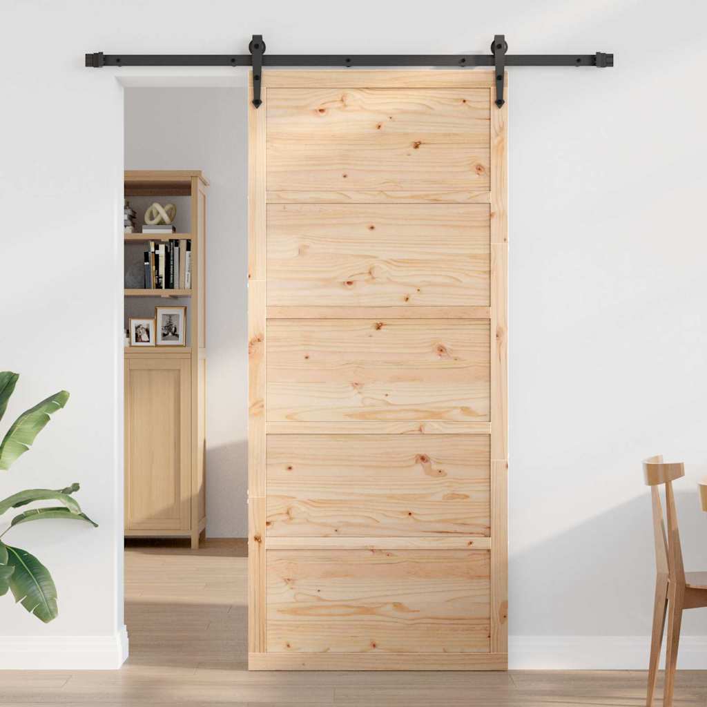 Barn Door Natural 100 x 2.5 x 208 cm Solid Pine Wood