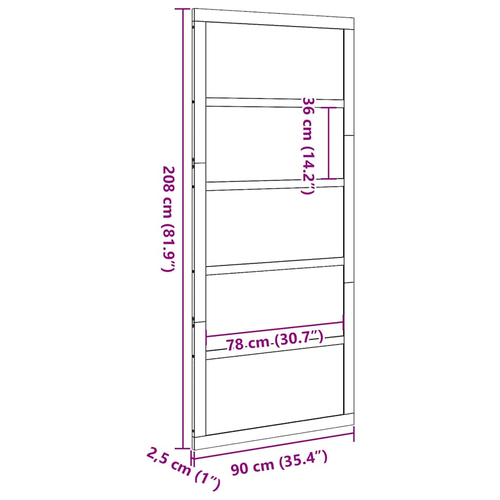 Barn Door Natural 90 x 2.5 x 208 cm Solid Pine Wood