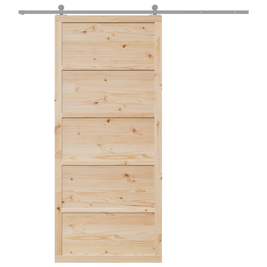 Barn Door Natural 80 x 2.5 x 208 cm Solid Pine Wood