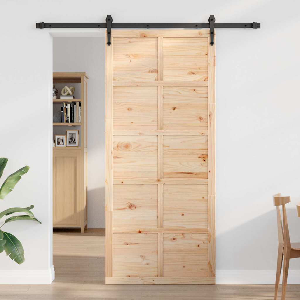 Barn Door Brown 90 x 2.5 x 208 cm Solid Pine Wood