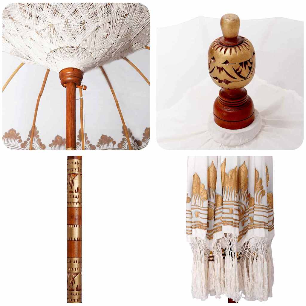 Balinese Parasol Cream 180-190 cm Cotton and solid wood