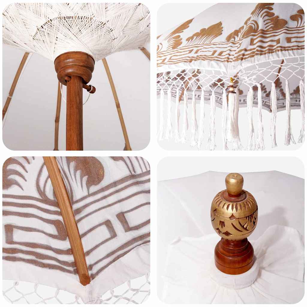 Balinese Parasol Cream 215 x 215 x 260 cm Cotton and solid wood