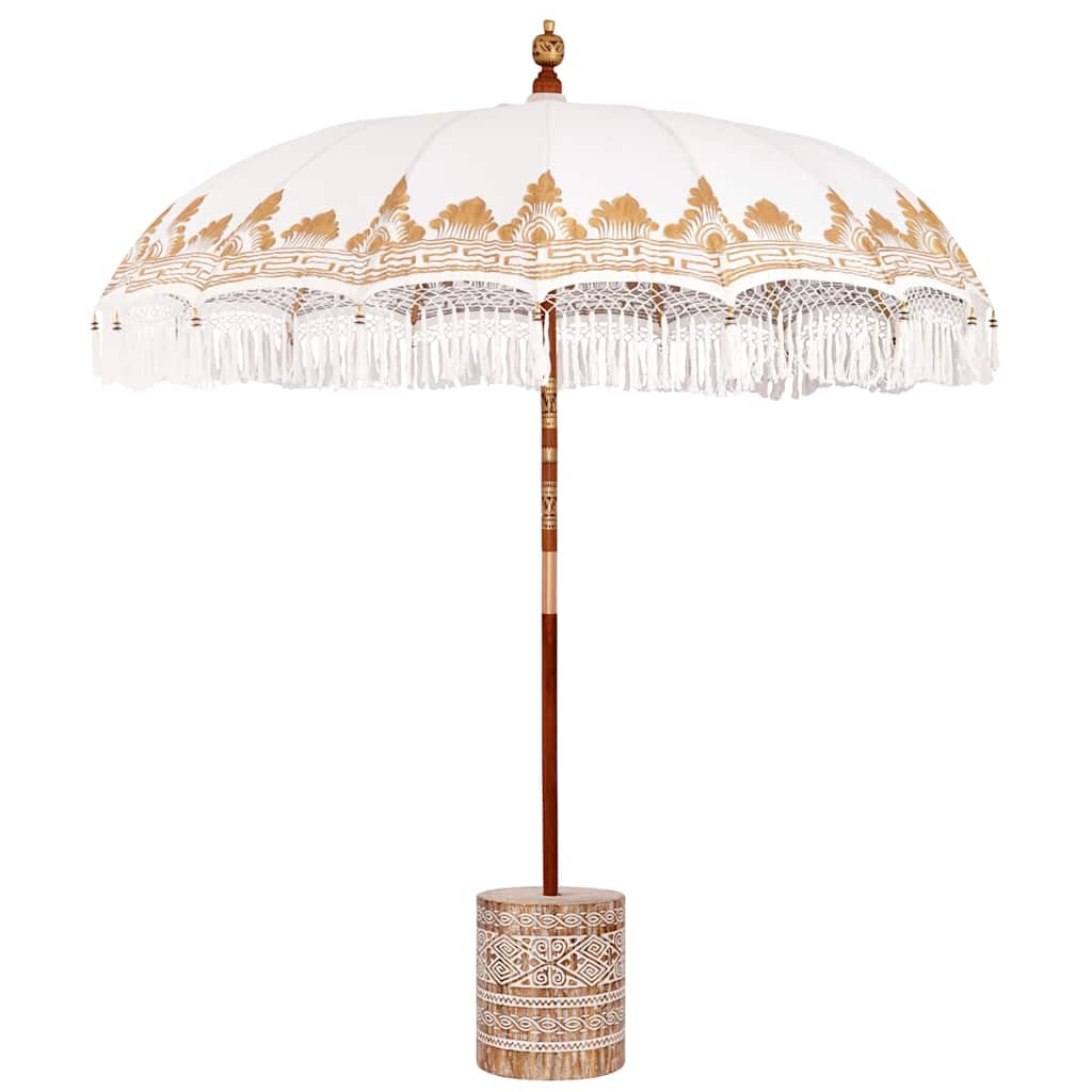 Balinese Parasol Cream 215 x 215 x 260 cm Cotton and solid wood
