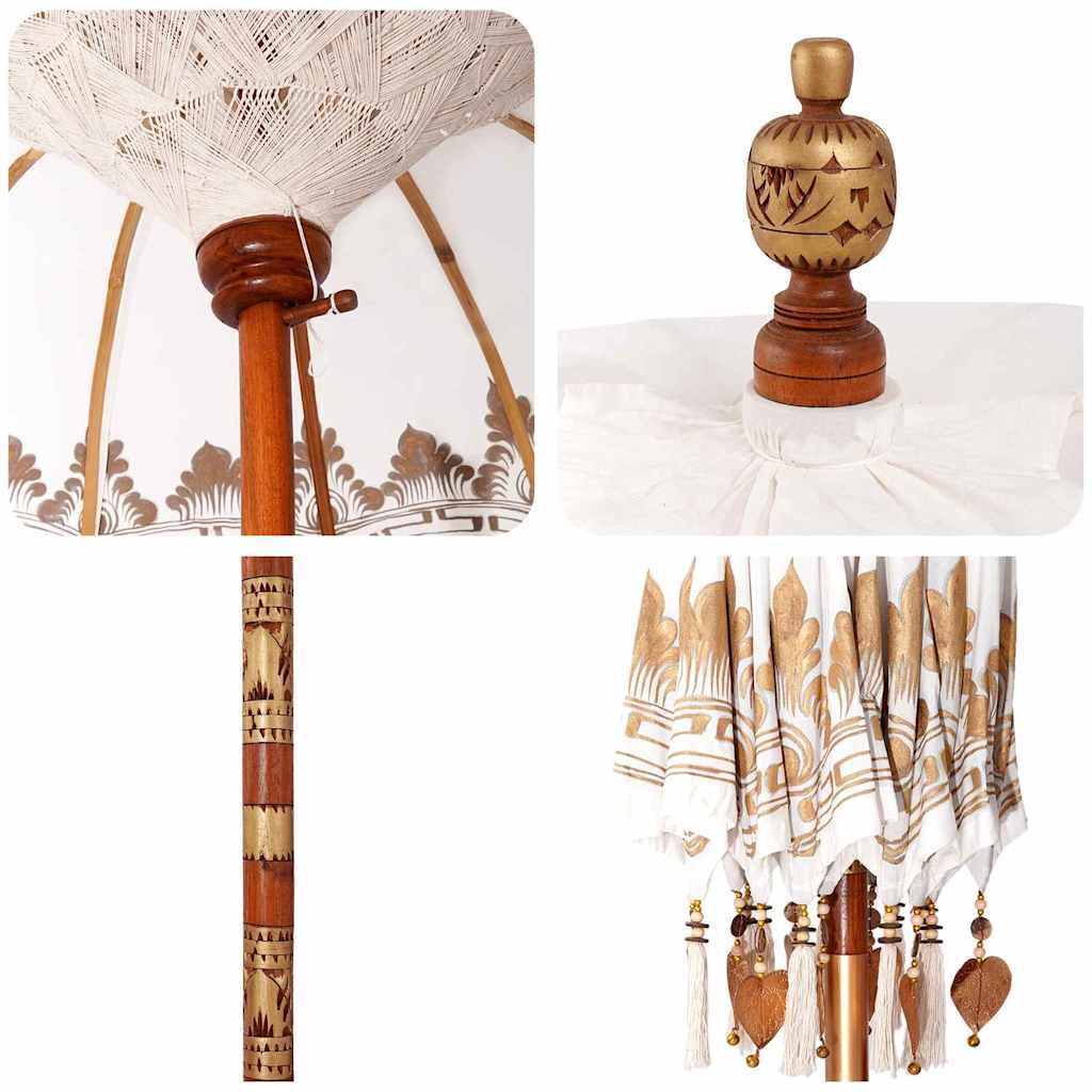 Balinese Parasol Cream 180-190 cm Cotton and solid wood