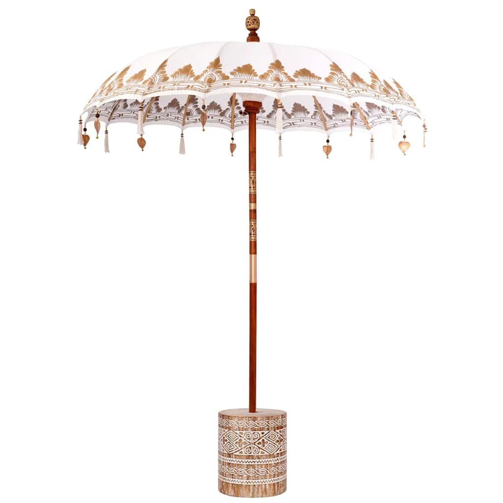 Balinese Parasol Cream 180-190 cm Cotton and solid wood