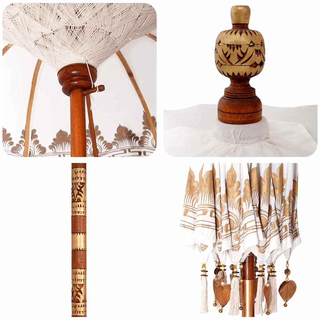 Balinese Parasol Cream 215 x 215 x 260 cm Cotton and solid wood