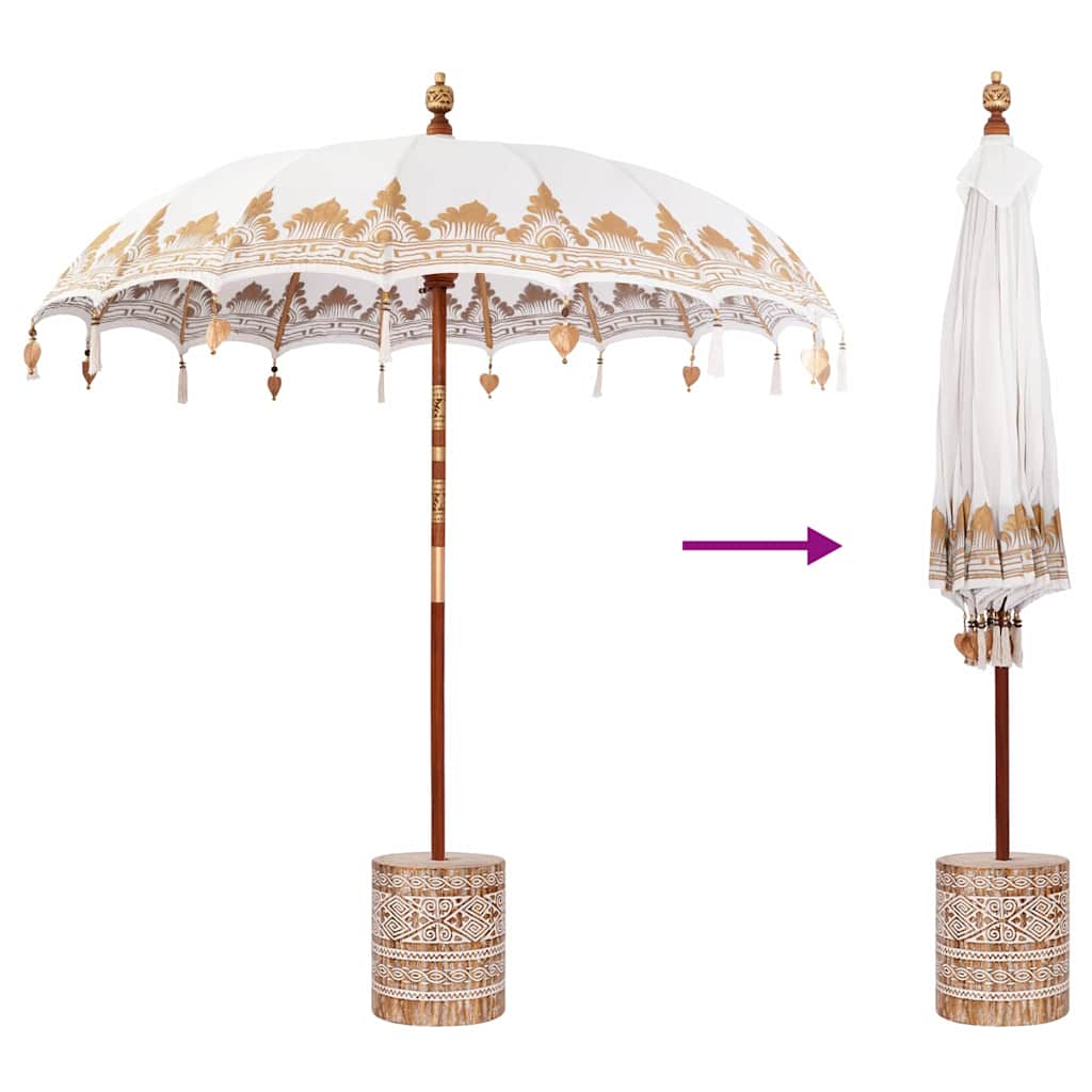 Balinese Parasol Cream 215 x 215 x 260 cm Cotton and solid wood