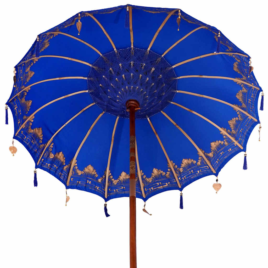 Balinese Parasol 260 Blue 180-190 cm Cotton and solid wood